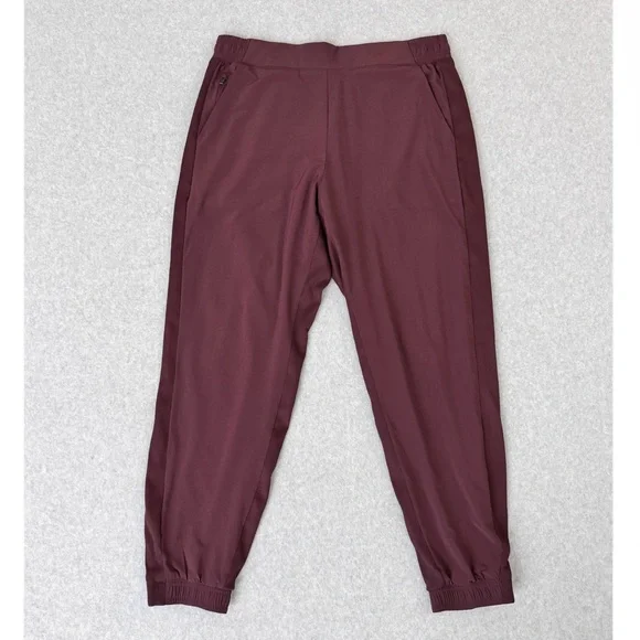 Athleta Brooklyn Lined Joggers Pants Womens Size 14 Maroon Red Athleisure Comfy - Picture 1 of 16